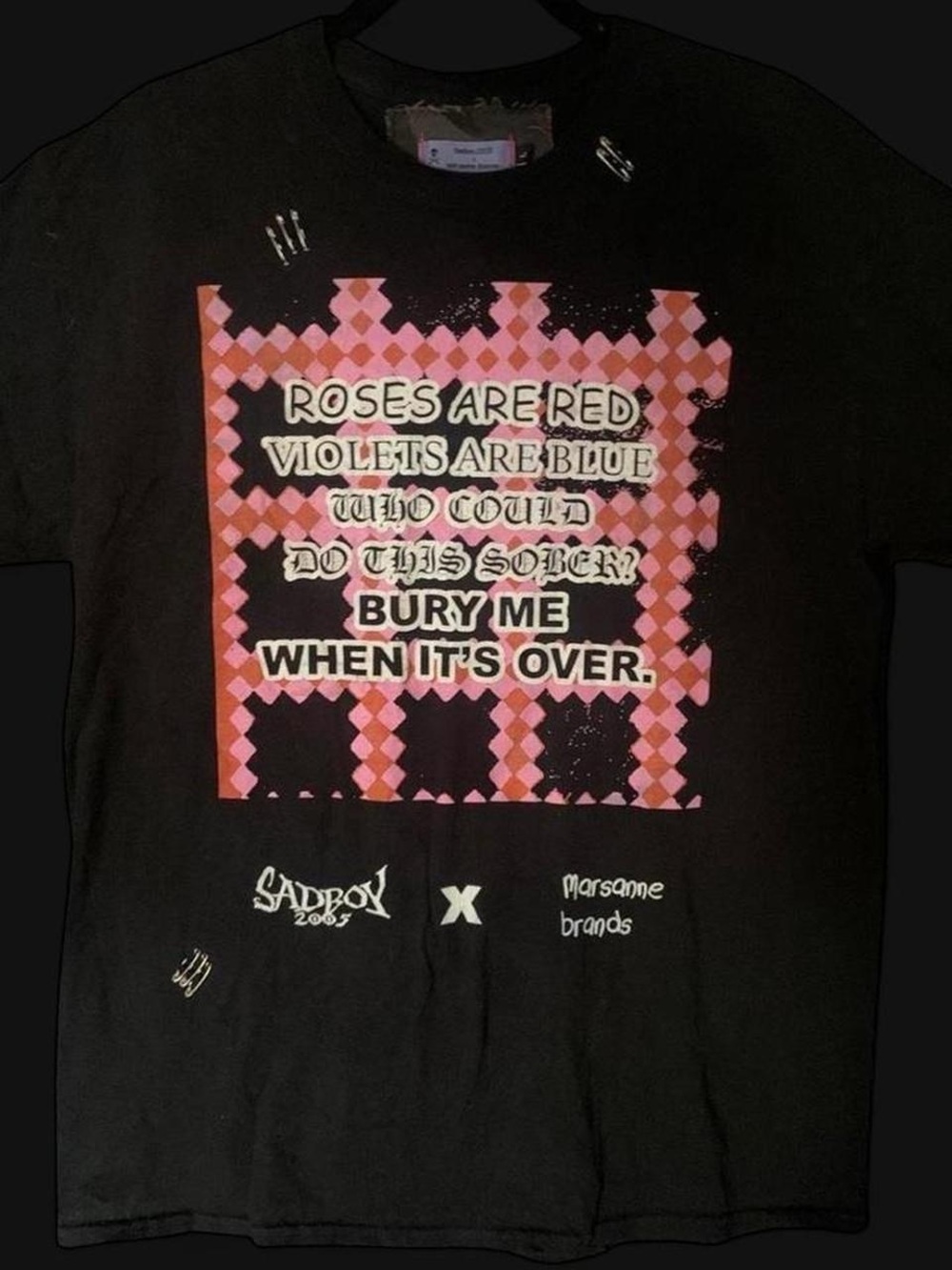 Trisha Paytas Sadboy 2005 x Marsanne Brands punk goth emo t-shirt